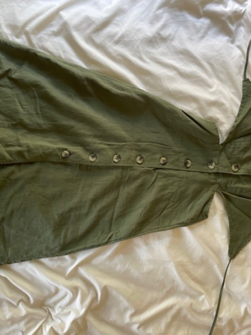 Fatigue green, button up, halter dress